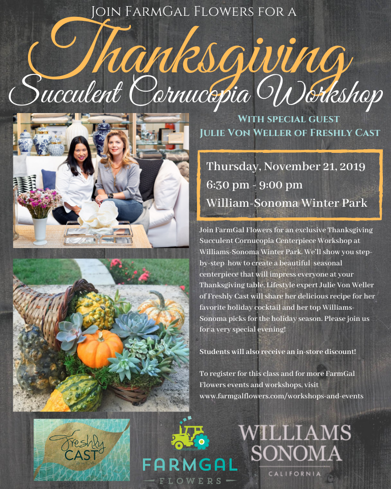 Thanksgiving Succulent Cornucopia Centerpiece Workshop